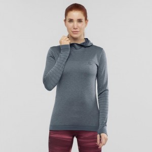 Salomon Outpeak Wool Hooded Long Sleeve Shirts Gray | BFMZ-64371